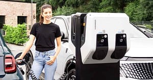 New double Mennekes Twincharge charging station for public parking facilities